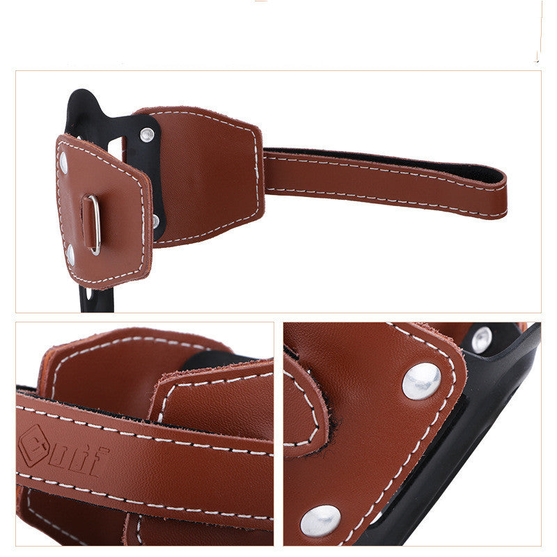 Brown Retro Cowhide Bicycle Bottle Holder/Cage with black interior and metal hardware on a white background