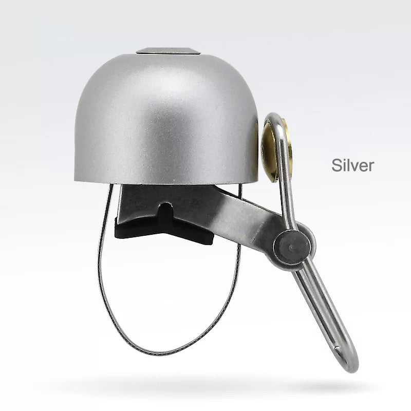 Silver Retro Metallic Bicycle Bell on a white background