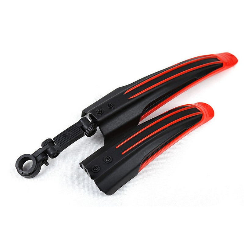Black and red bicycle mudguards on a white background