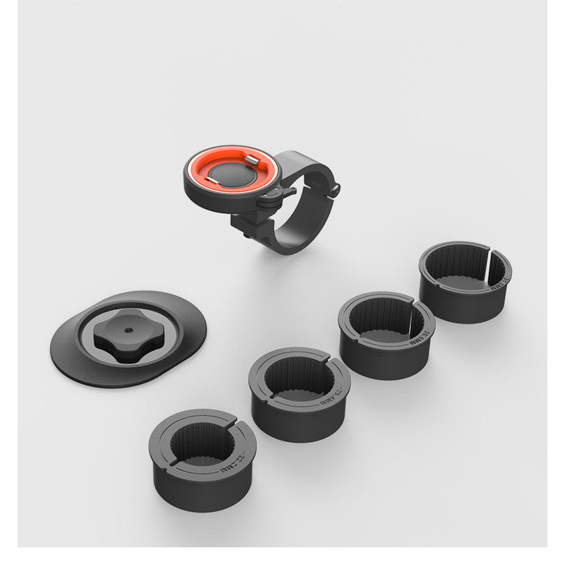 Set of black bike mount accessories on a white background