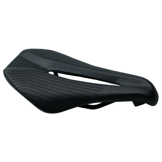 Black bicycle saddle on a white background