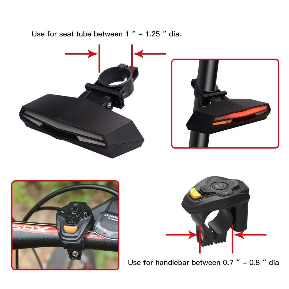 Bicycle light and handlebar mount with usage instructions on a white background