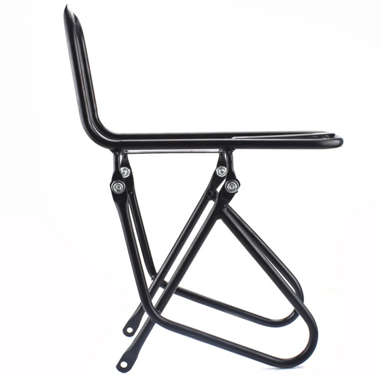 Black metal front bicycle rack on a white background