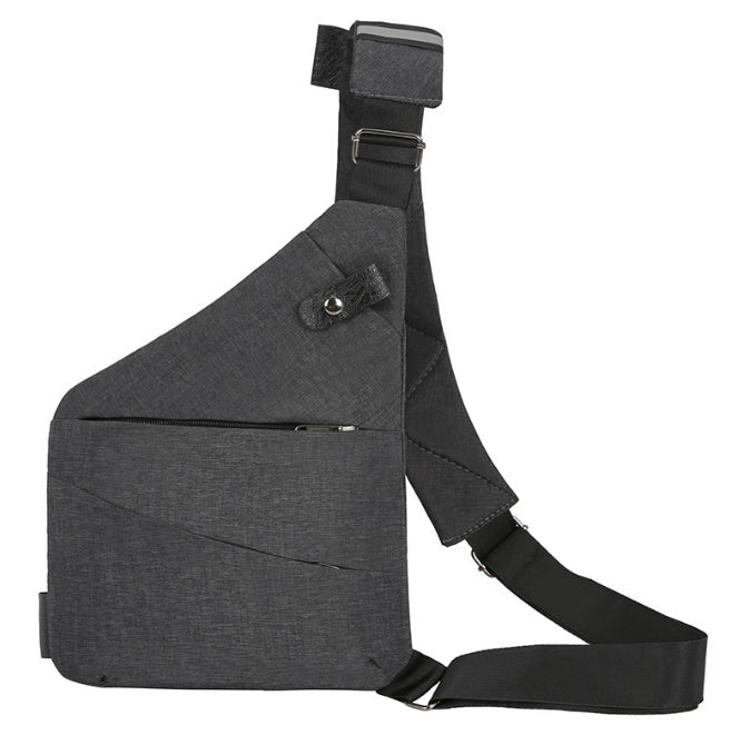 Gray Unisex Multifunctional Shoulder Bag with a black strap on a white background