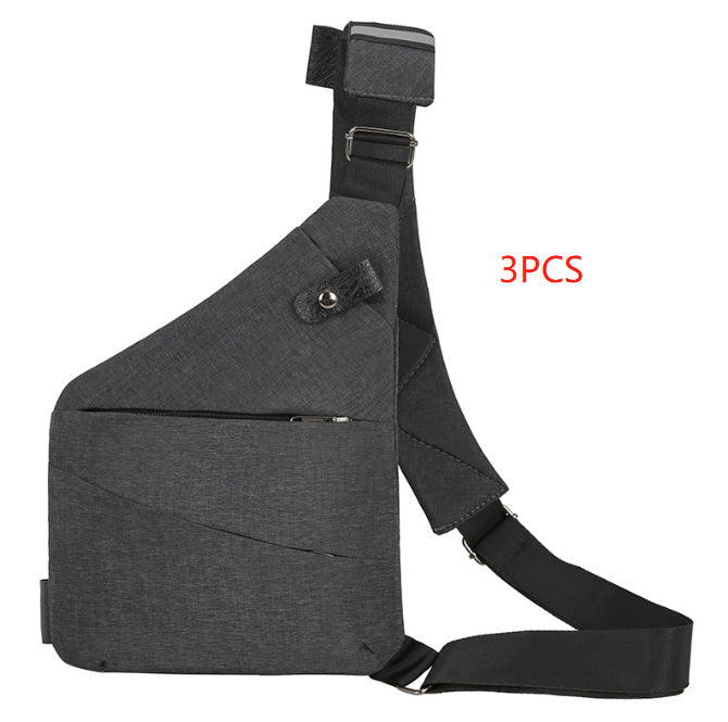 Gray Unisex Multifunctional Shoulder Bag with a strap on a white background, labeled '3PCS'.
