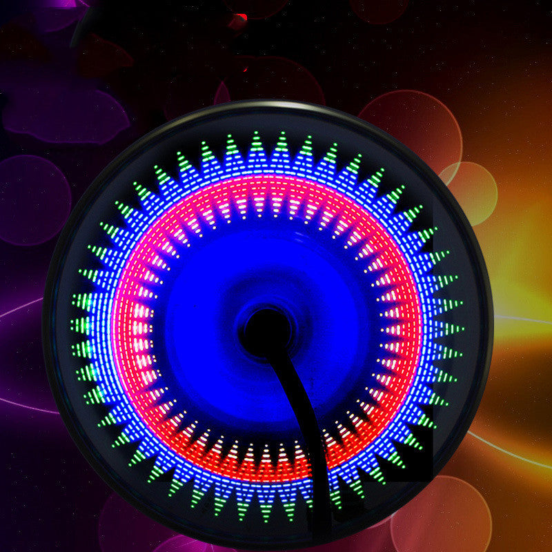 Colorful LED light wheel with a black background