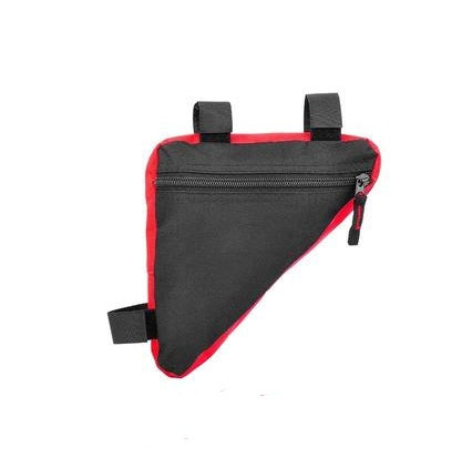 Black and red Waterproof Bicycle Framebag with straps on a white background