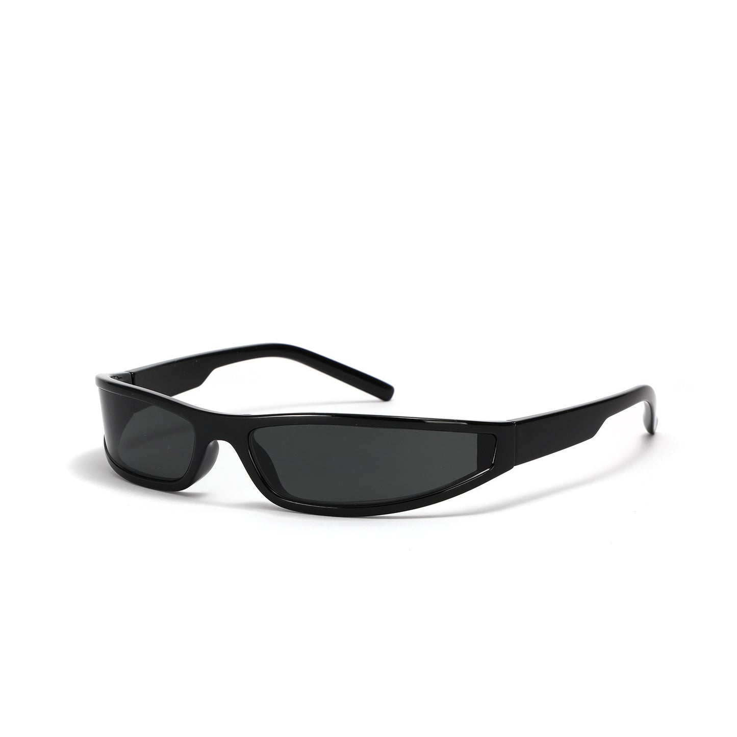 Black cycling sunglasses on a white background