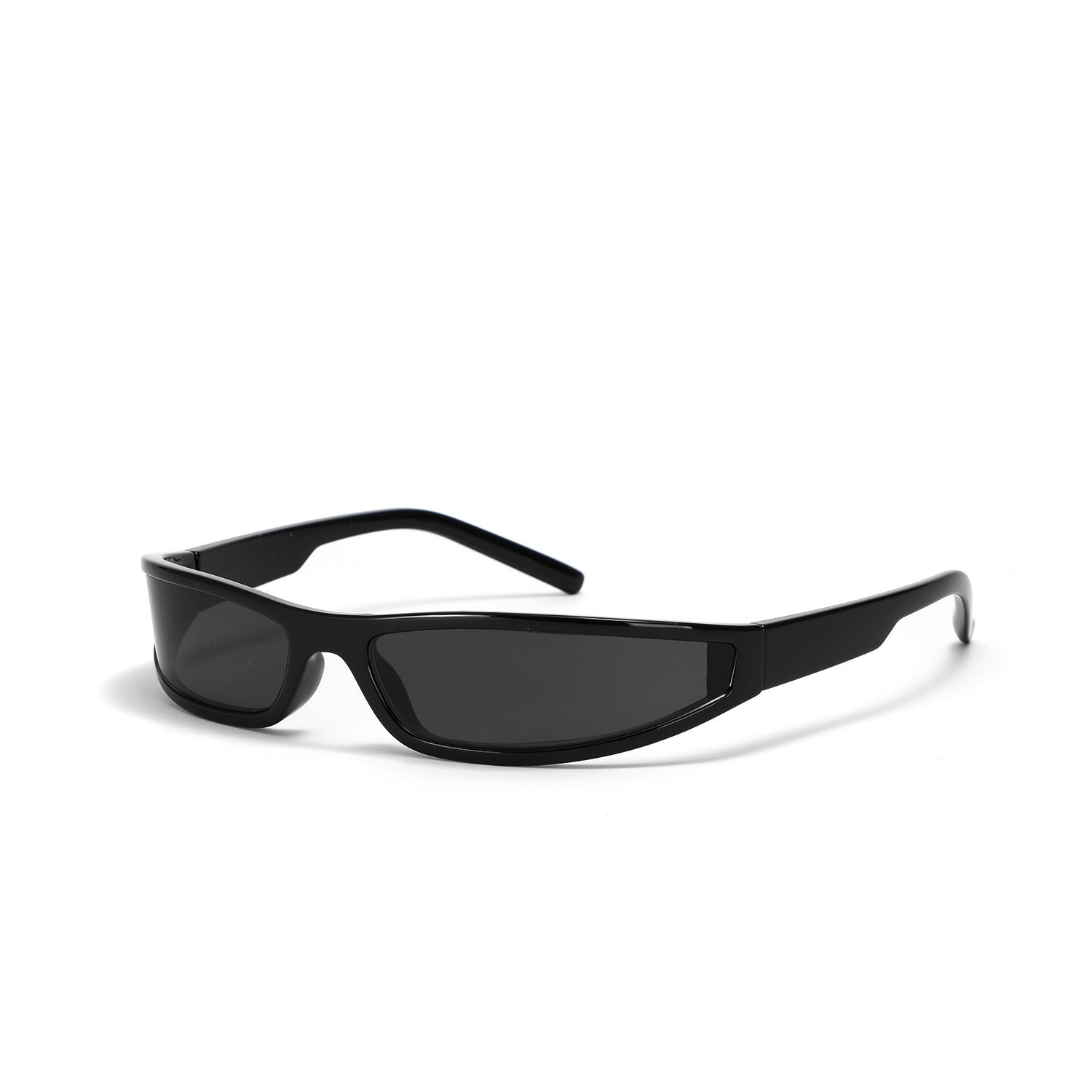 Black cycling sunglasses on a white background
